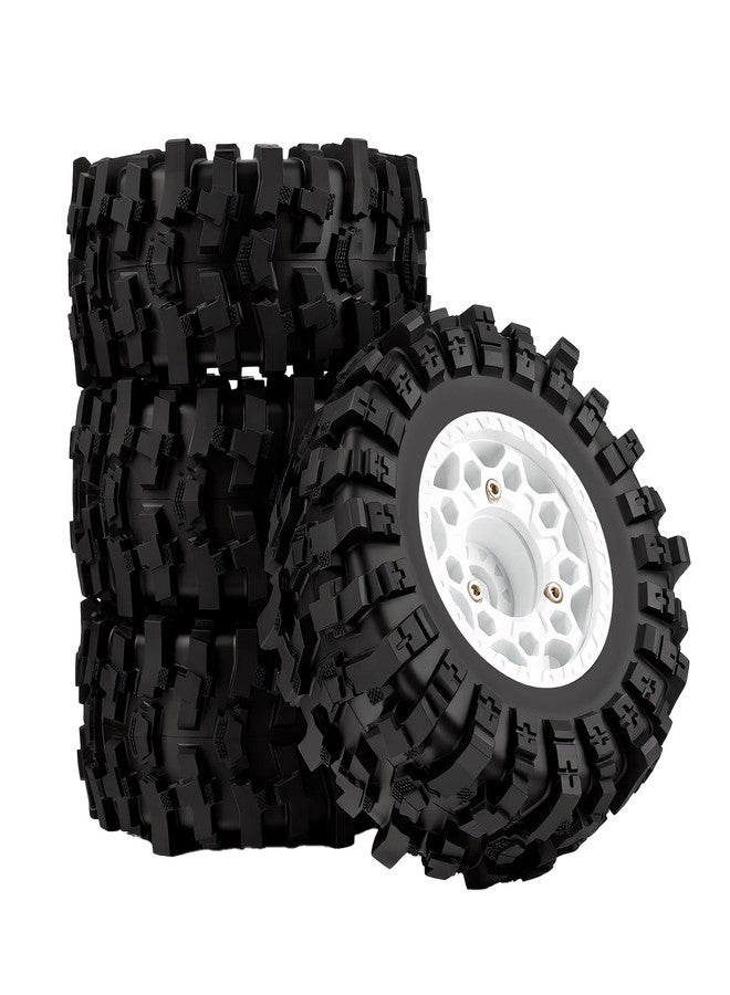 NMNRC Plastic RC Short Course Truck Wheels and Rubber Tires & 12MM 14MM 17MM Hex Kit for 1/10 Arrma Senton Slash 4×4 2WD for Axial Losi Series Upgrade Part White - Image 1
